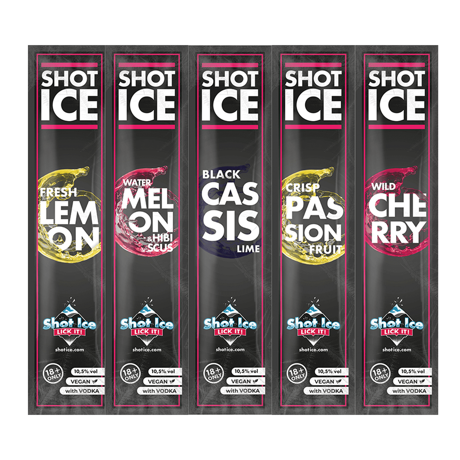Shot Ice Mix-Paket 5 Sorten "Juicy Gems Collection" - Wassereis mit 10,5% Alk. - Ab 18 Jahren