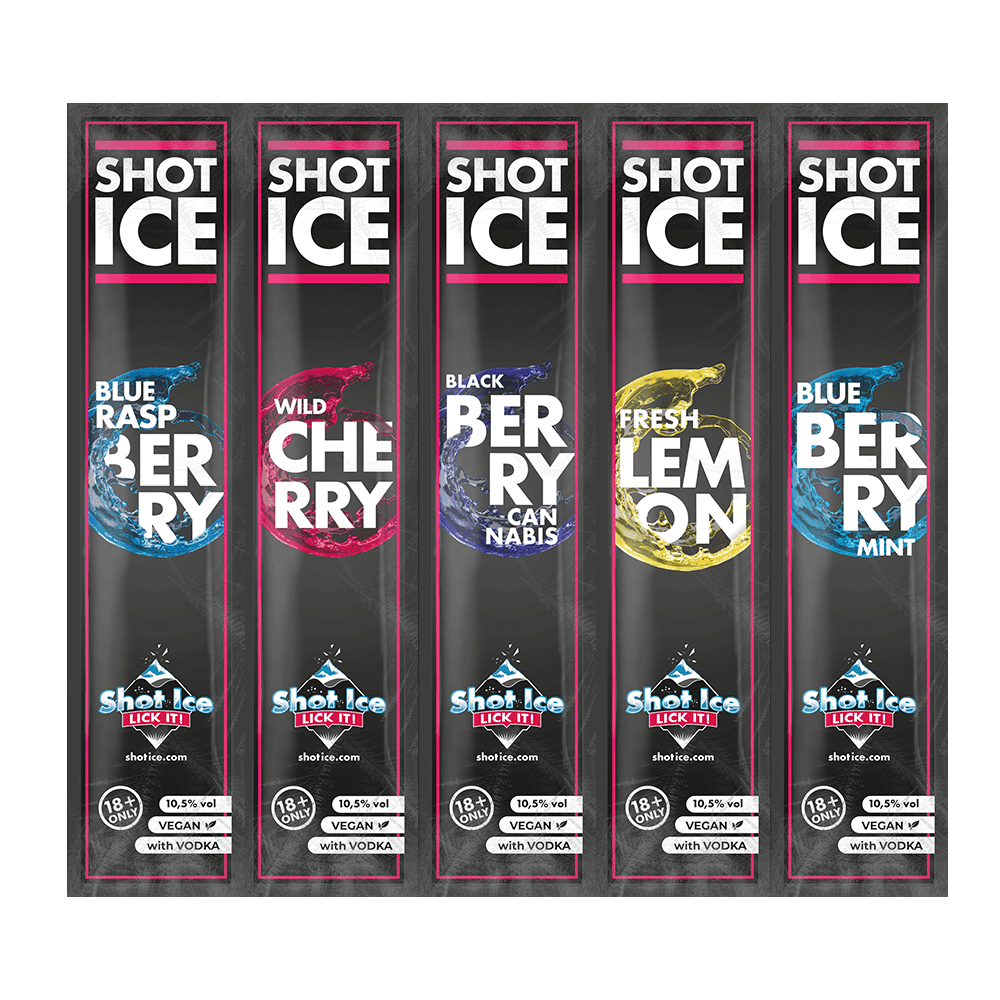 Shot Ice Mix-Paket 5 Sorten "Berry-Lemon Fusion Pack" - Wassereis mit 10,5% Alk. - Ab 18 Jahren
