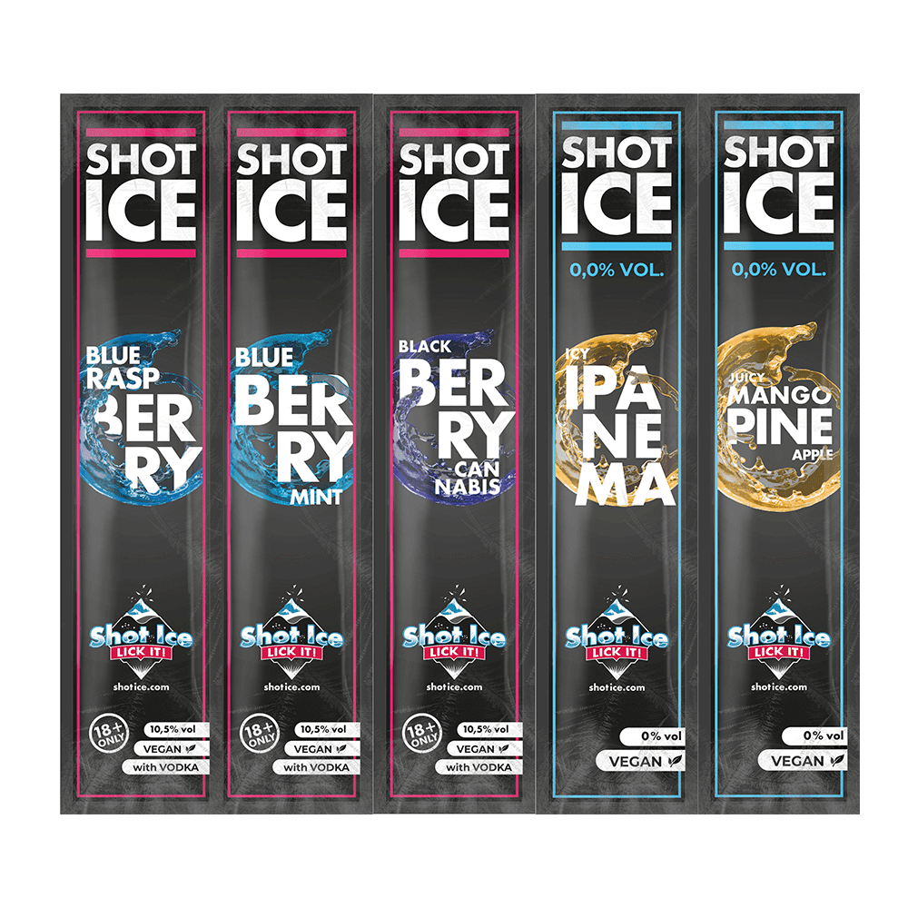 Shot Ice Mix-Paket 5 Sorten "Berry-Tropical Twist" - Wassereis mit 10,5% Alk. - Ab 18 Jahren